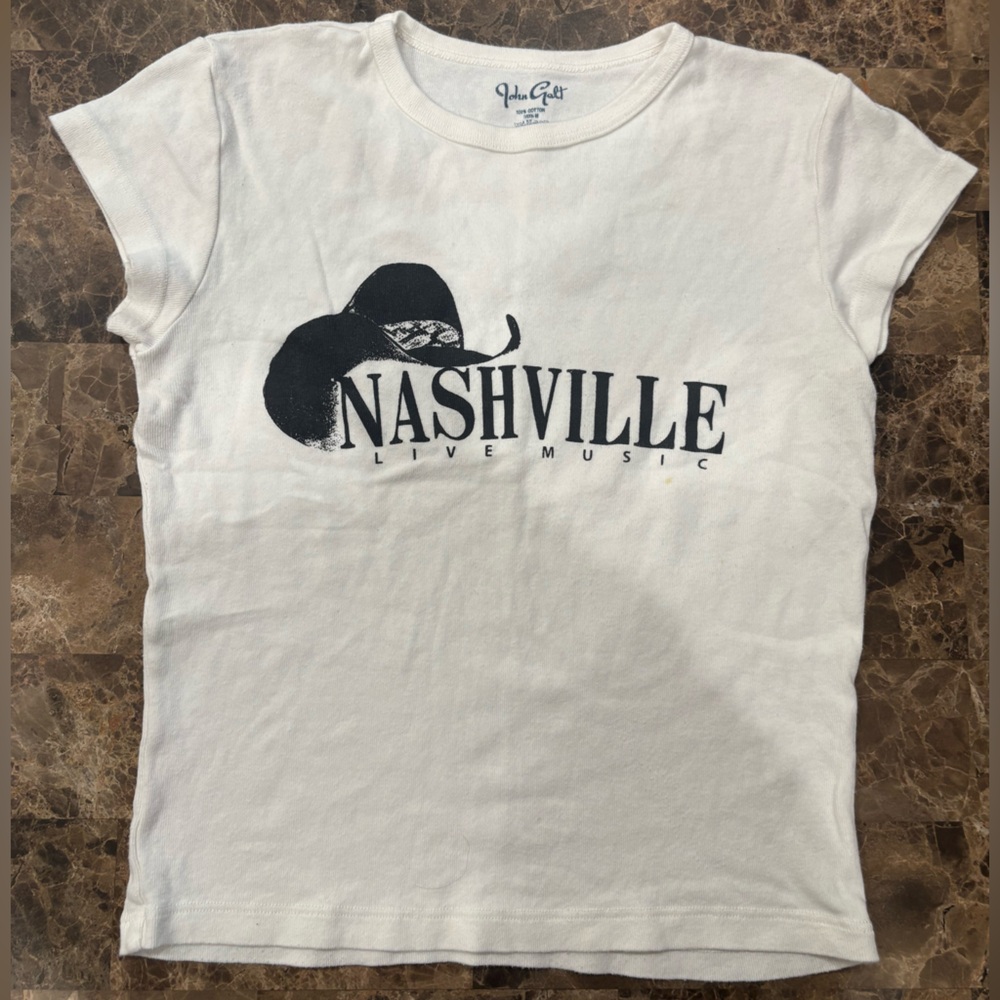 John Galt White and Black Short Sleeve Tee
